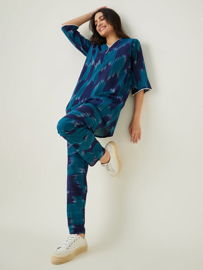 Women's Green Handloom ikat Coord set