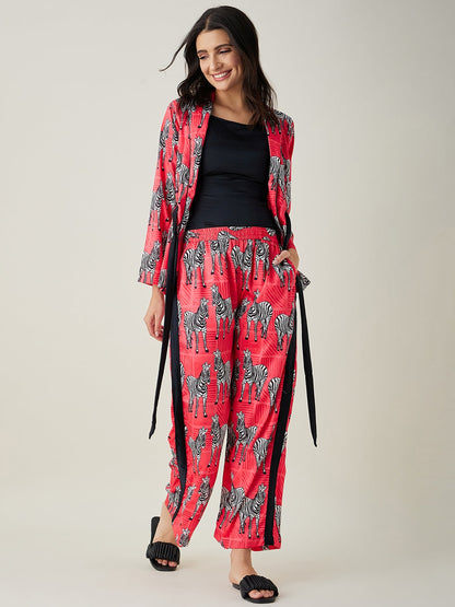 Women's Rosy Zebra Stripes Lounge Set