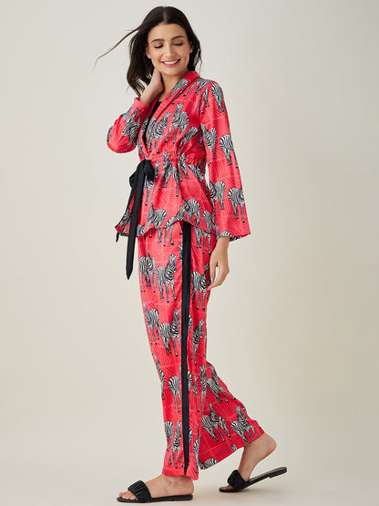 Women's Rosy Zebra Stripes Lounge Set