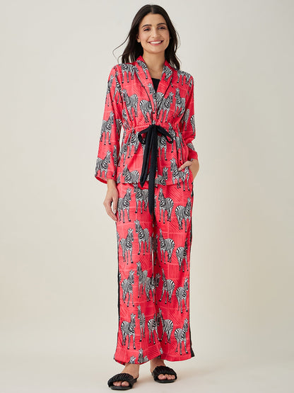 Women's Rosy Zebra Stripes Lounge Set