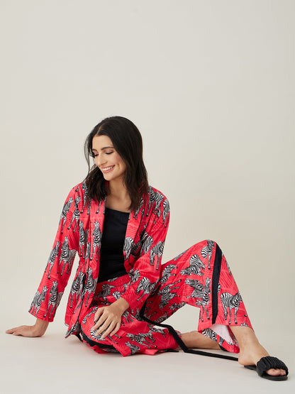 Women's Rosy Zebra Stripes Lounge Set