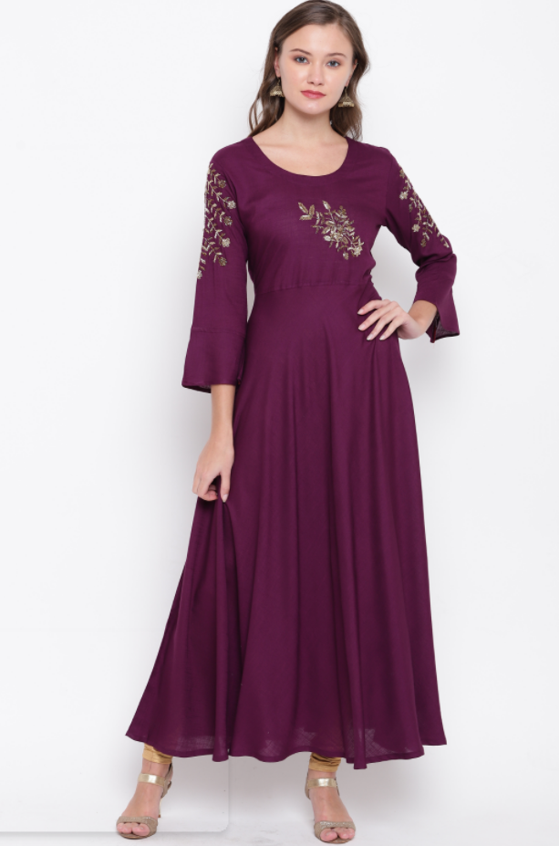 Women's Purple Rayon Anarkali Kurta By Vbuyz (