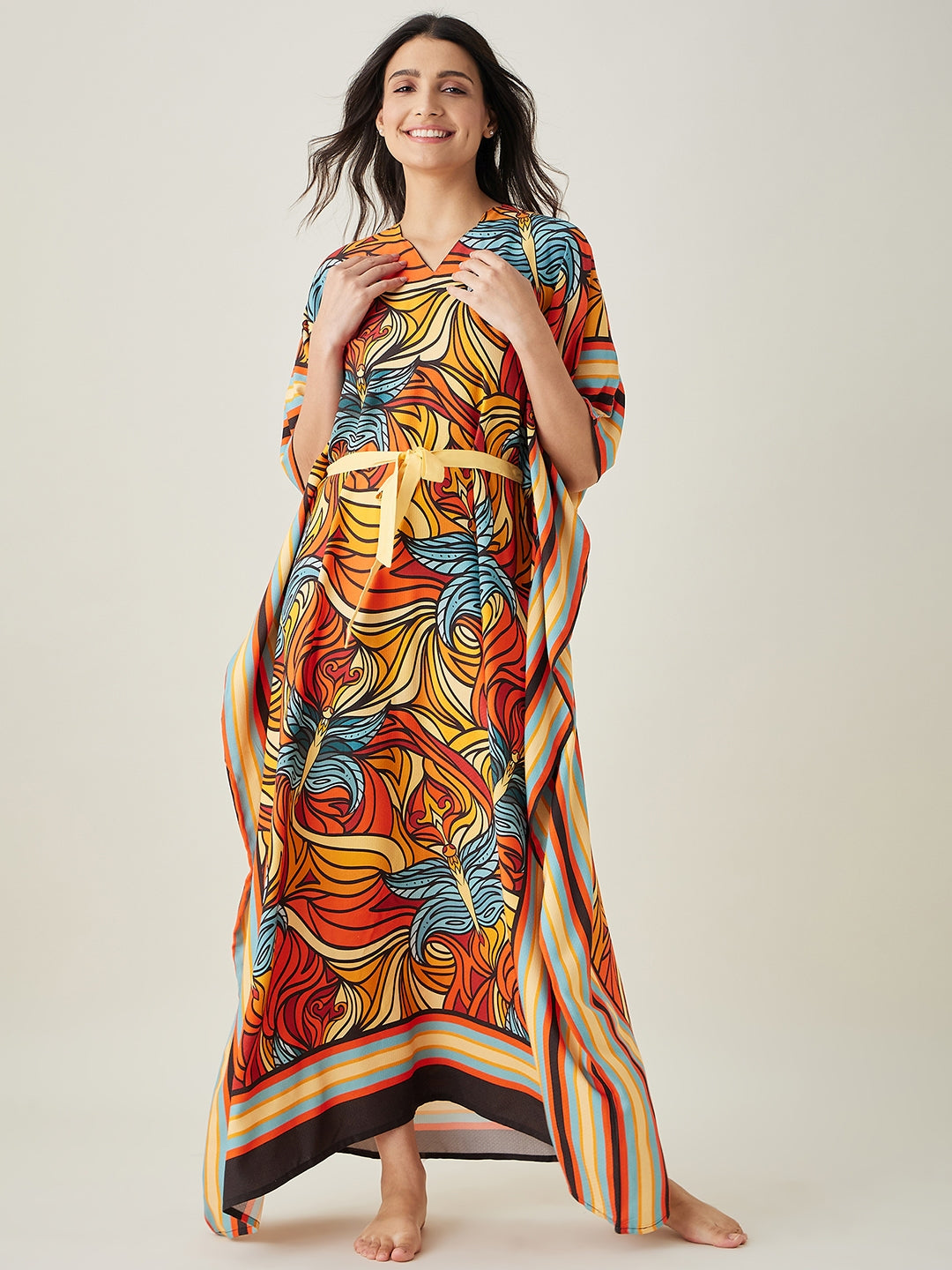 Women's Butterfly Flutter Red Maxi Kaftan