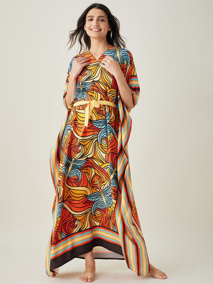 Women's Butterfly Flutter Red Maxi Kaftan