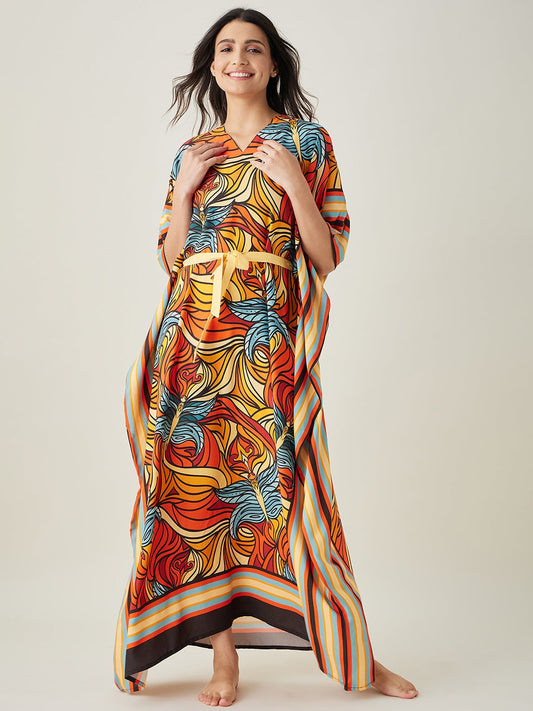 Women's Butterfly Flutter Red Maxi Kaftan