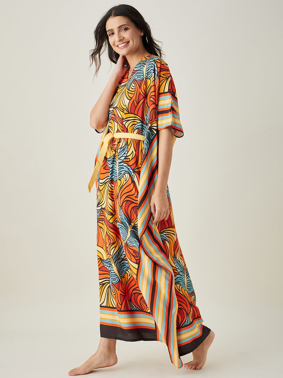 Women's Butterfly Flutter Red Maxi Kaftan