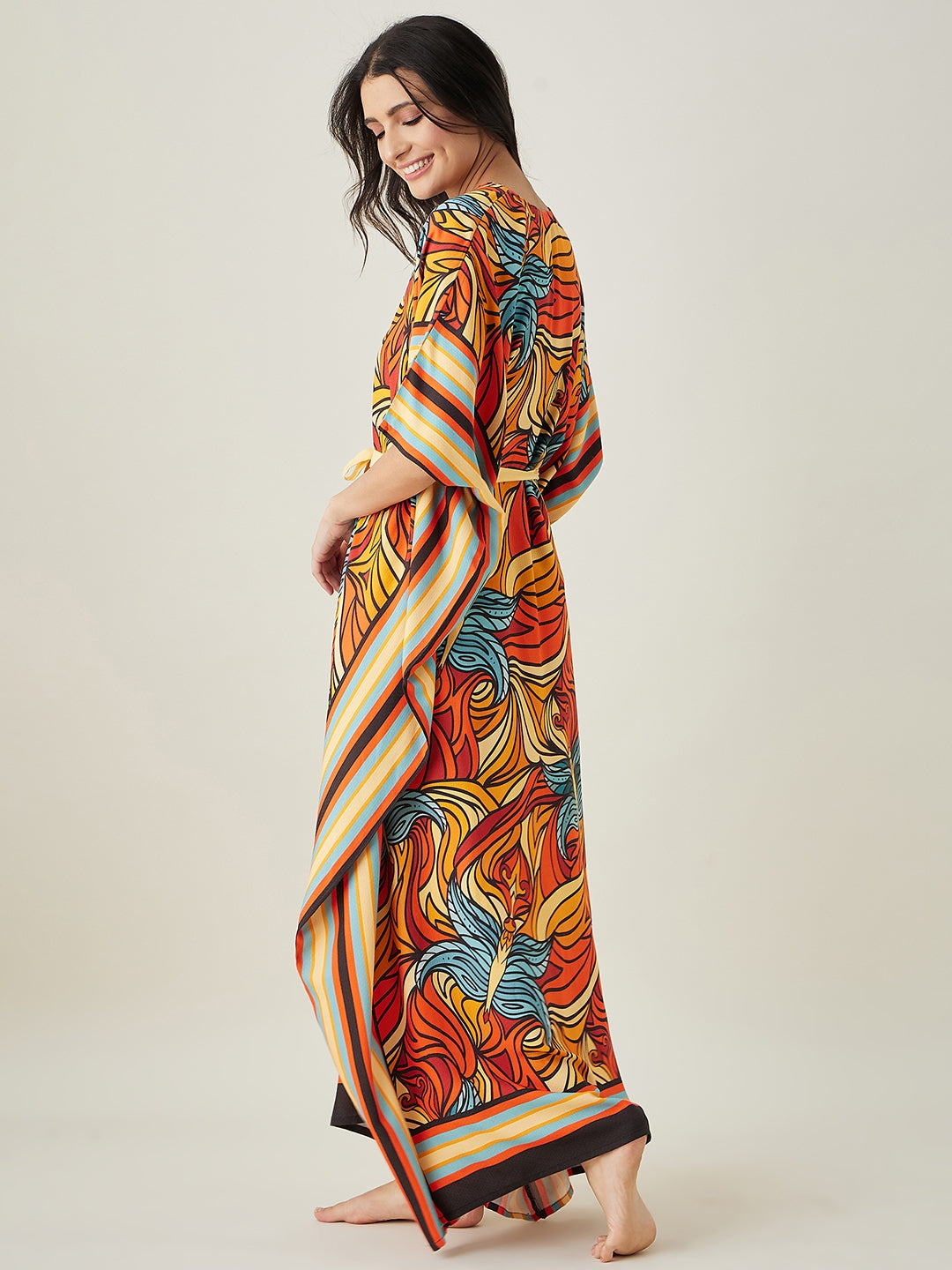 Women's Butterfly Flutter Red Maxi Kaftan