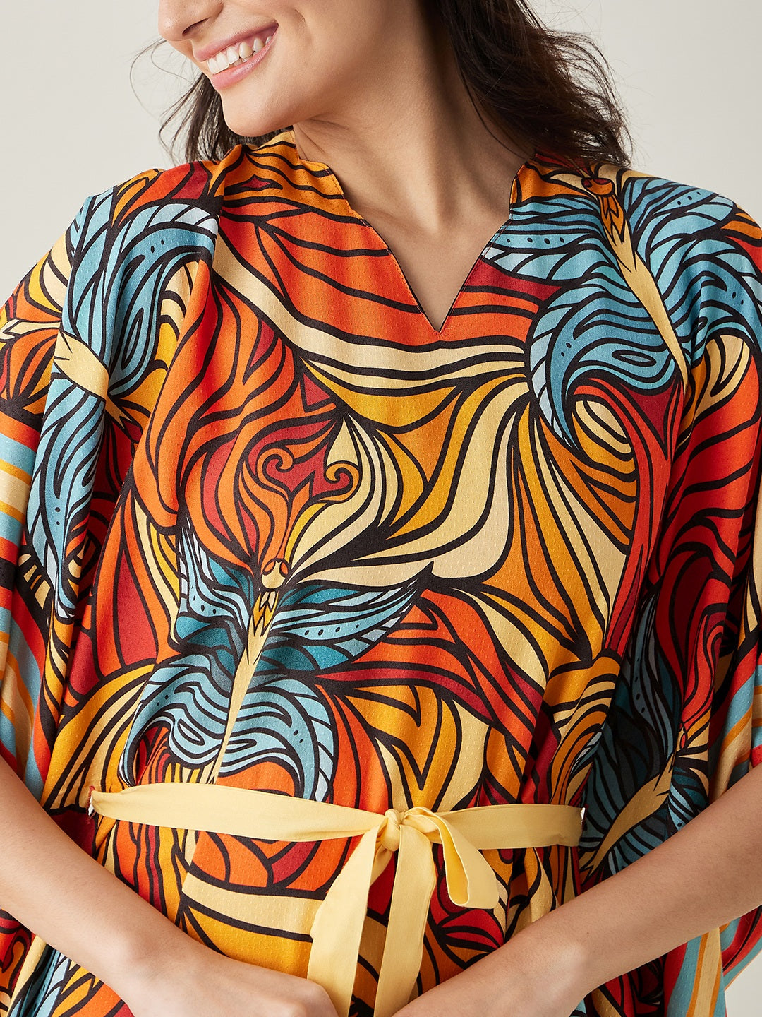 Women's Butterfly Flutter Red Maxi Kaftan