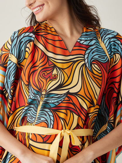 Women's Butterfly Flutter Red Maxi Kaftan