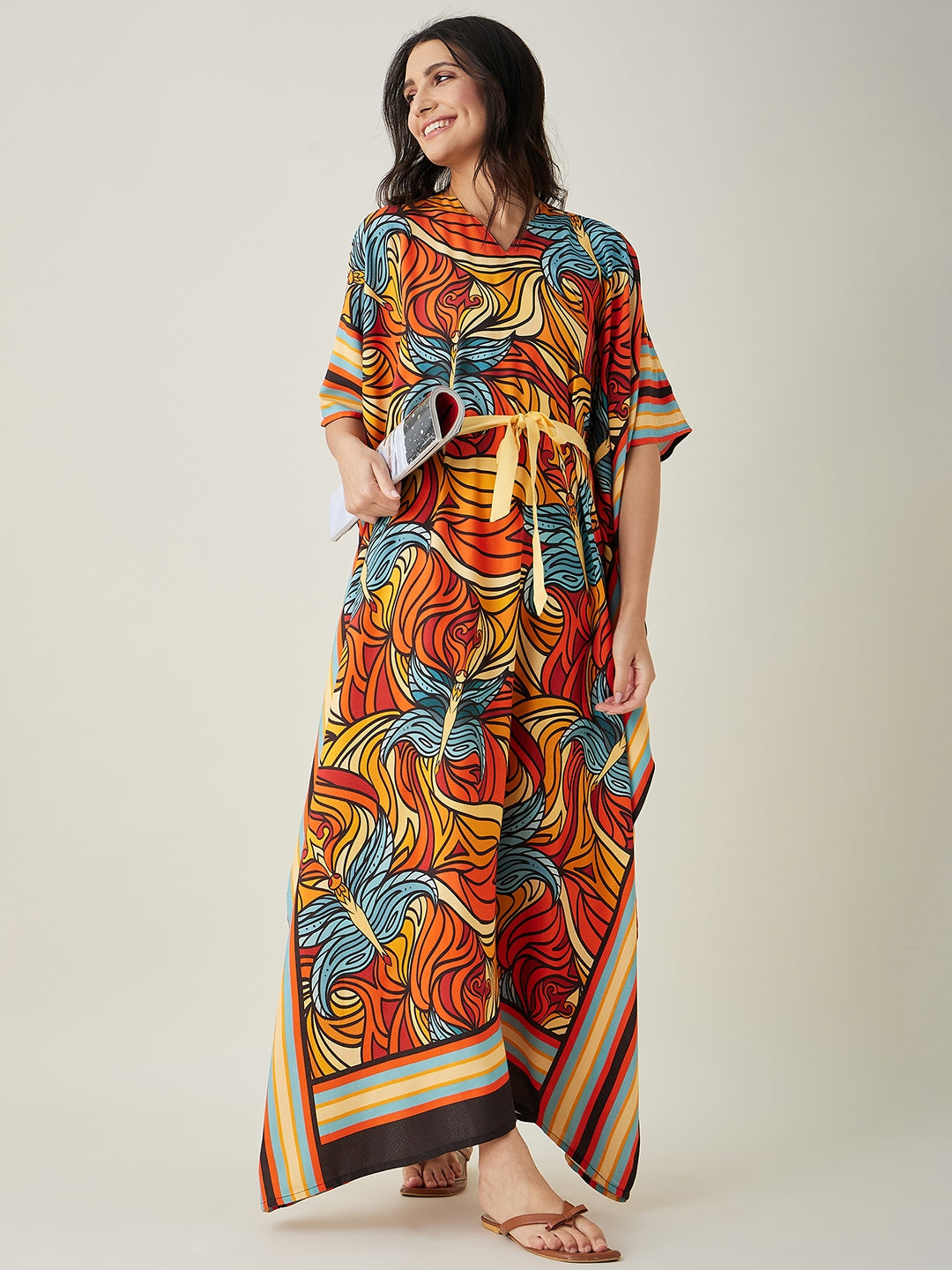 Women's Butterfly Flutter Red Maxi Kaftan