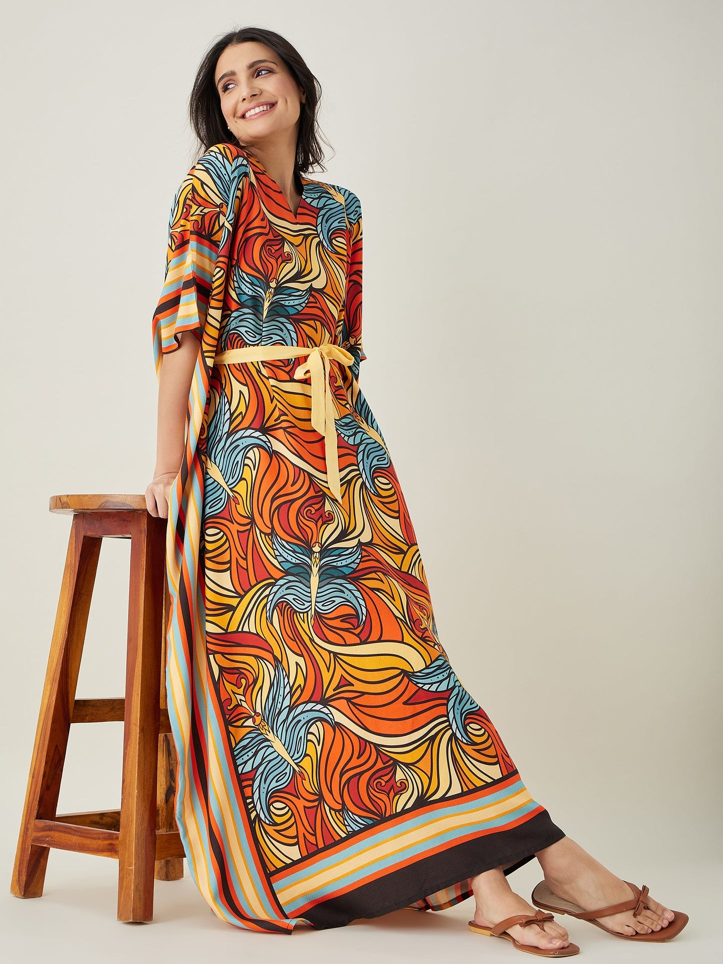 Women's Butterfly Flutter Red Maxi Kaftan