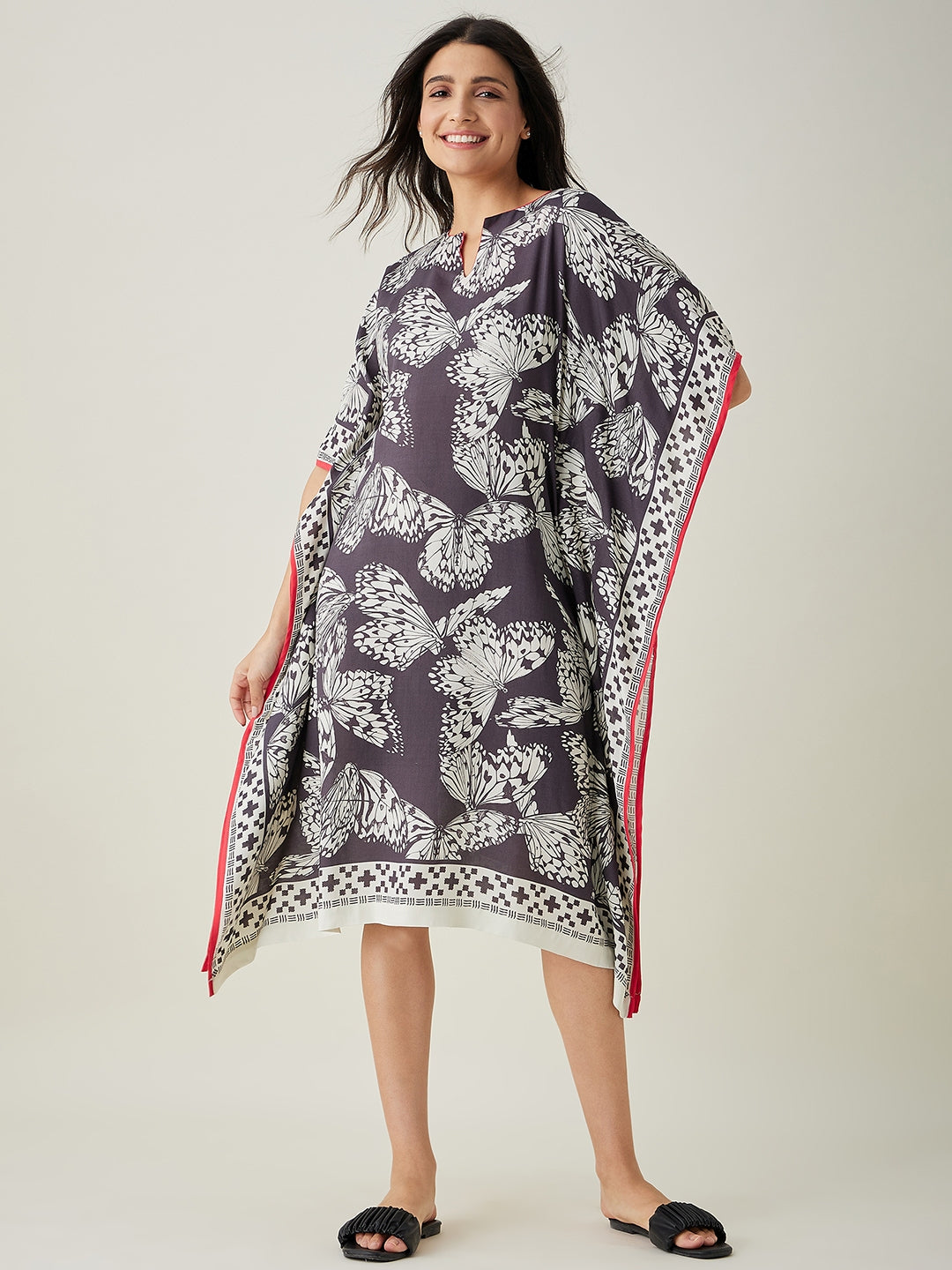 Women's Monochrome Flutter Modal Kaftan