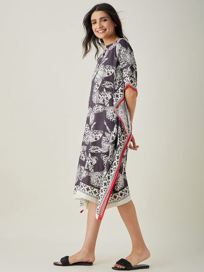 Women's Monochrome Flutter Modal Kaftan