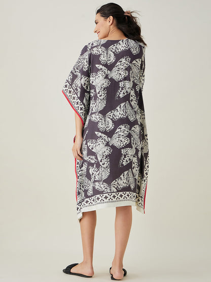Women's Monochrome Flutter Modal Kaftan