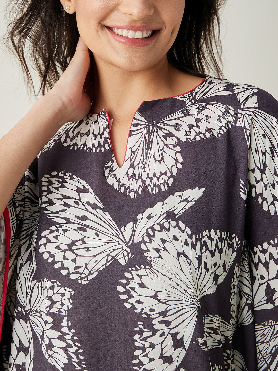 Women's Monochrome Flutter Modal Kaftan