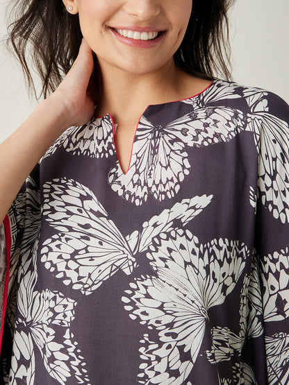 Women's Monochrome Flutter Modal Kaftan