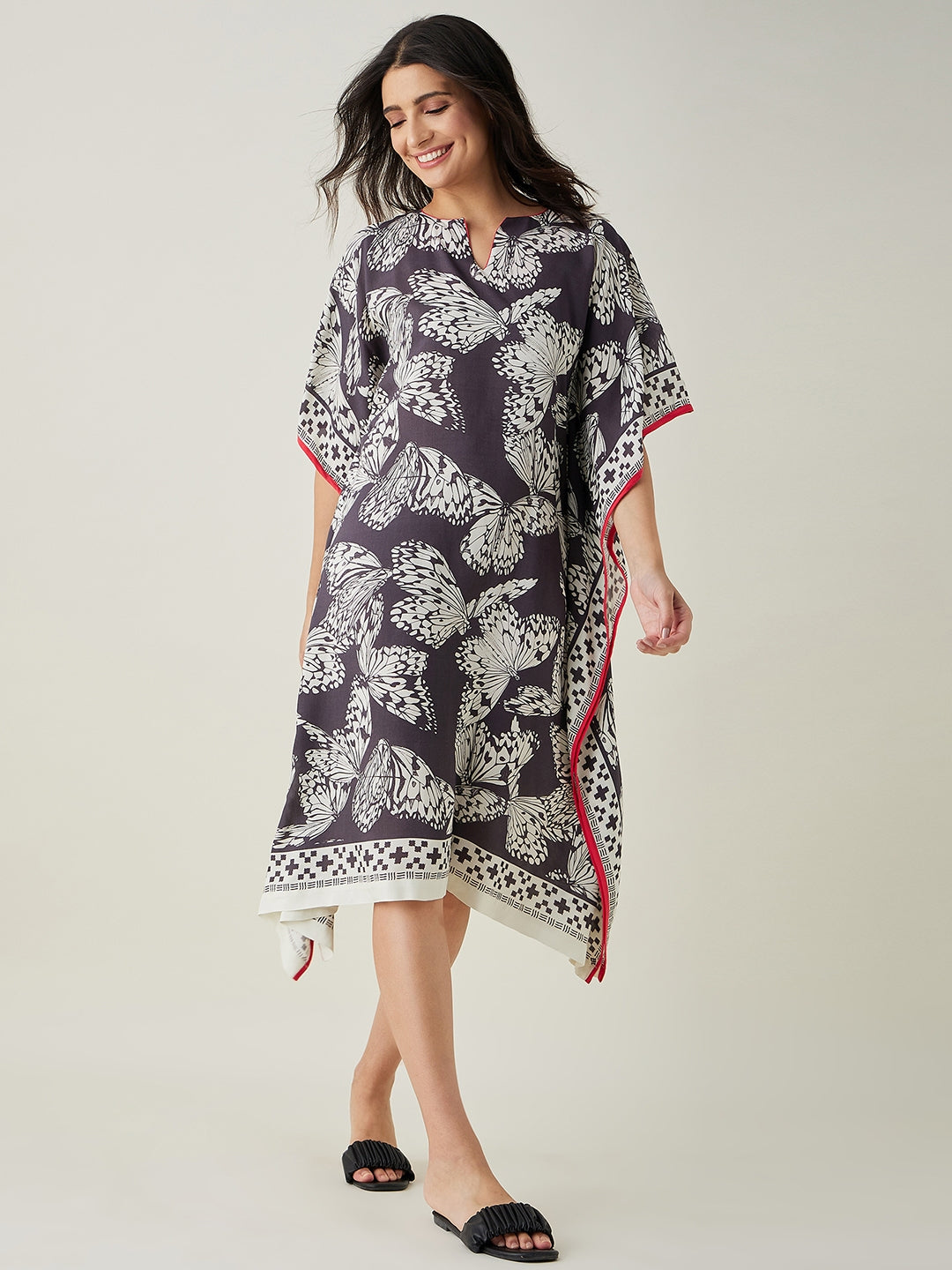 Women's Monochrome Flutter Modal Kaftan