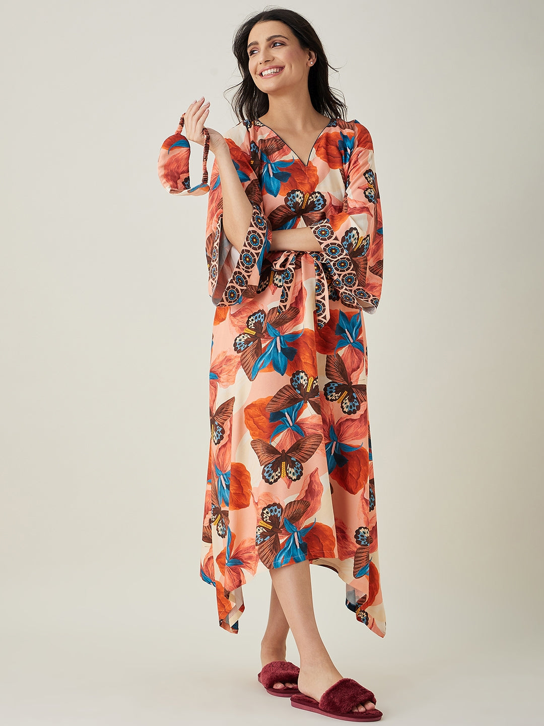 Women's Pink Butterfly Maxi Loungedress