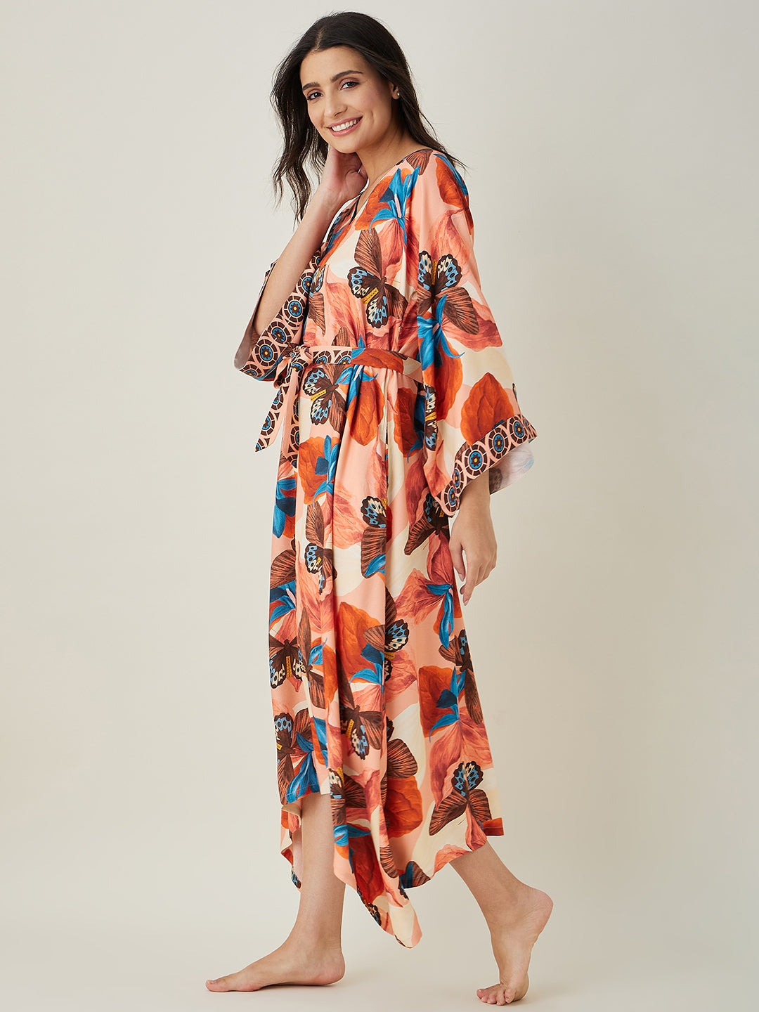 Women's Pink Butterfly Maxi Loungedress