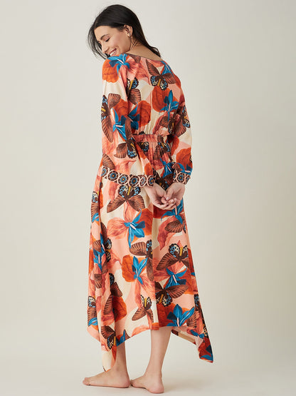 Women's Pink Butterfly Maxi Loungedress