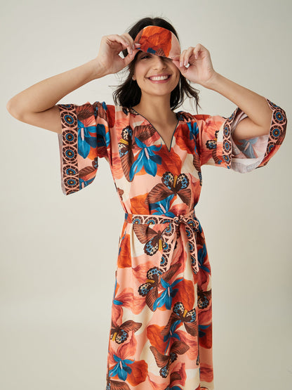 Women's Pink Butterfly Maxi Loungedress