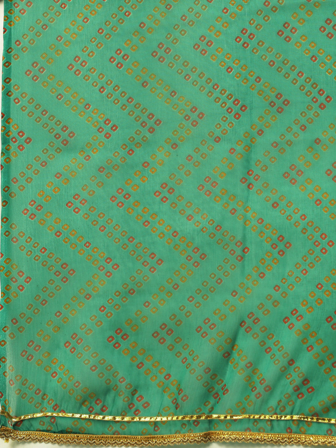 Women's Green Color Muslin Foil Printed Kurta Sharara With Dupatta