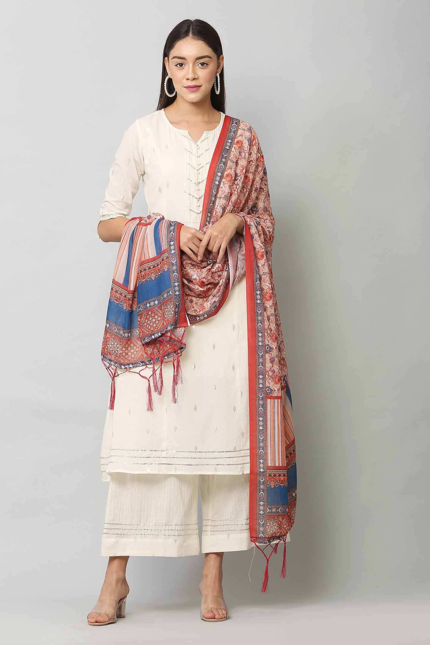 Women's Red Color Bandhani Digital Printed Dupatta