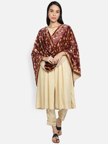 Women's Multicolored Polyster Velvet  Digital Printed Dupatta