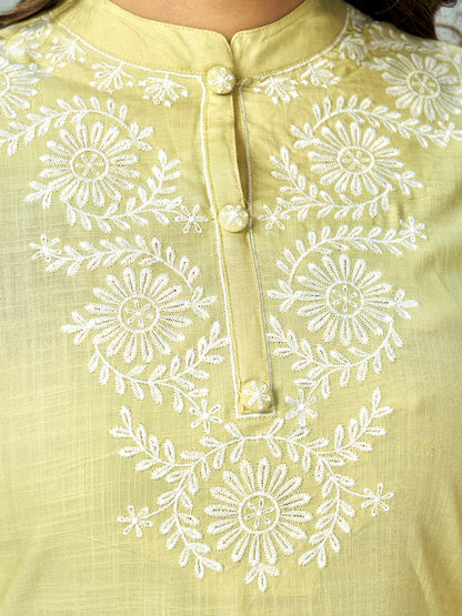 Women's Lime Green Kurta With Pant & Dupatta By Vbuyz (3