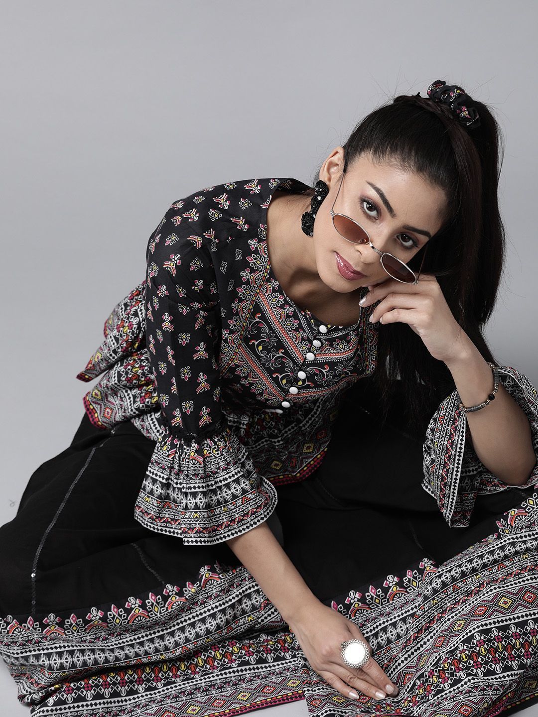 Women's Floral Printed Crop-Top Palazzo Set