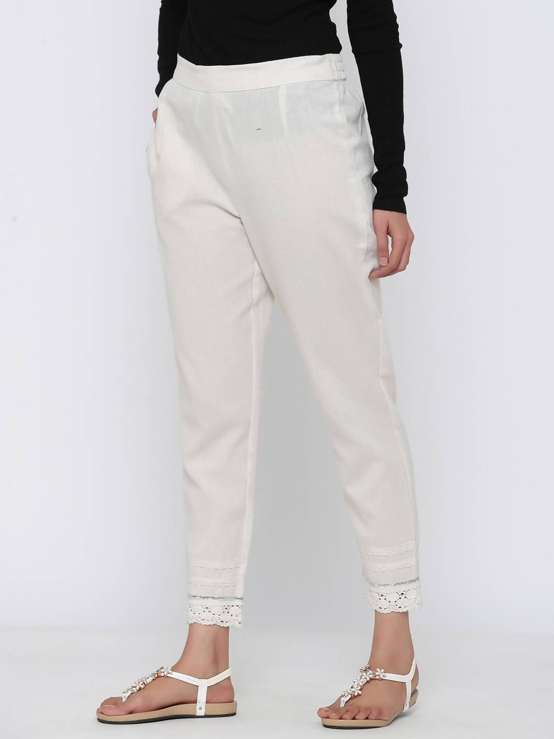 Women's Cotton Solid Straight Pants