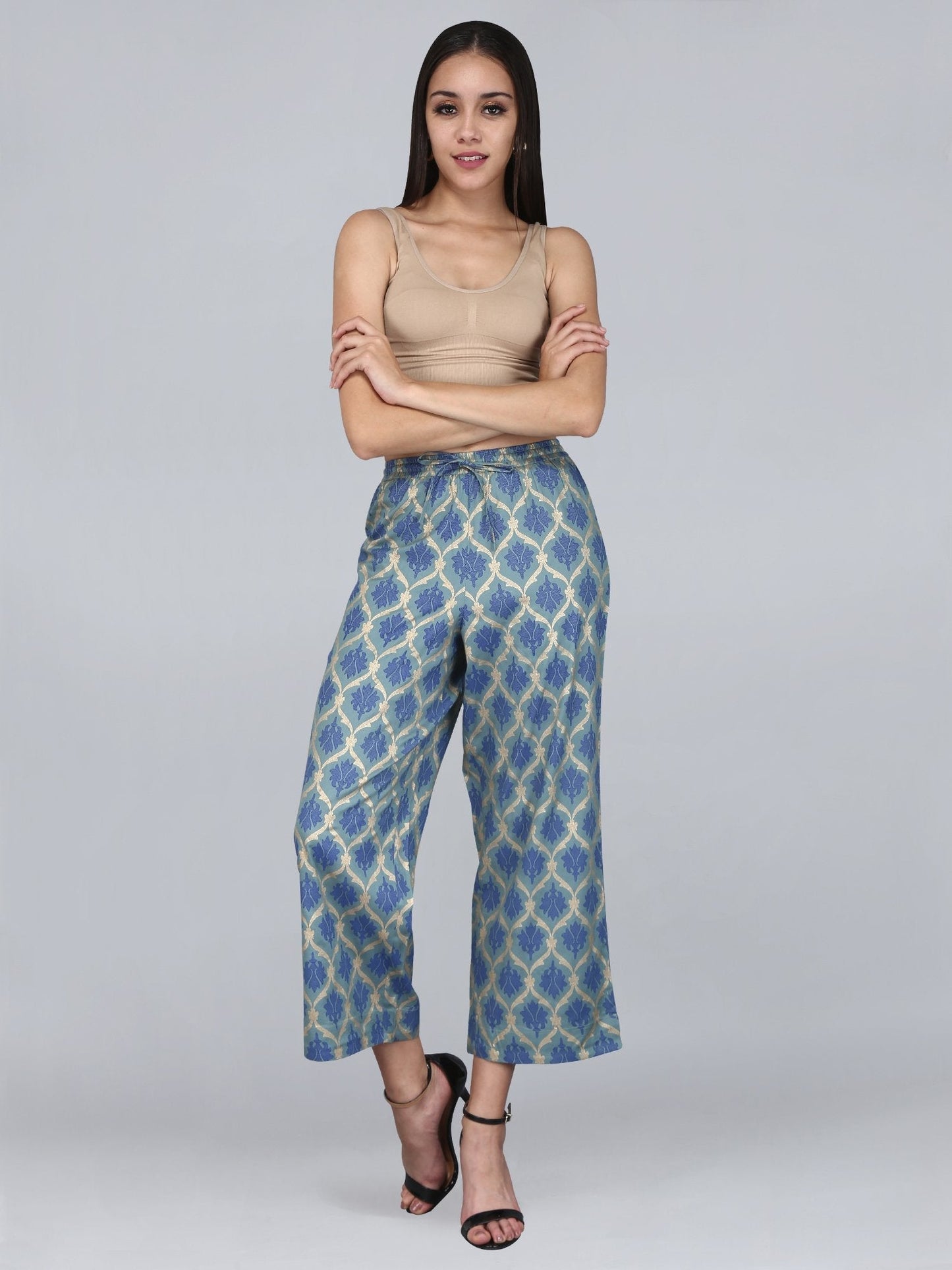 Women's Rayon Printed Regular Fit Flared Palazzo