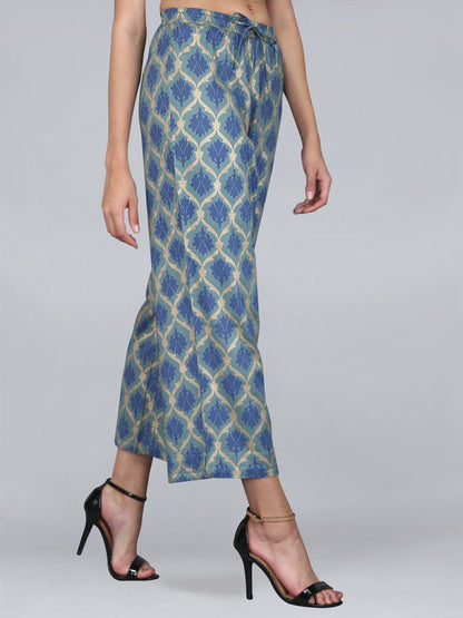 Women's Rayon Printed Regular Fit Flared Palazzo