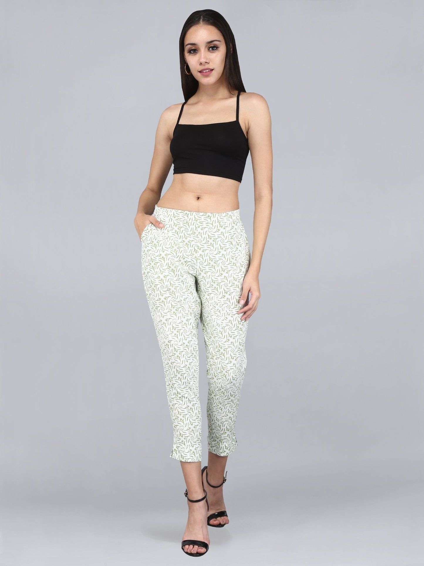 Women's Cotton Printed Regular Fit Trouser Pants