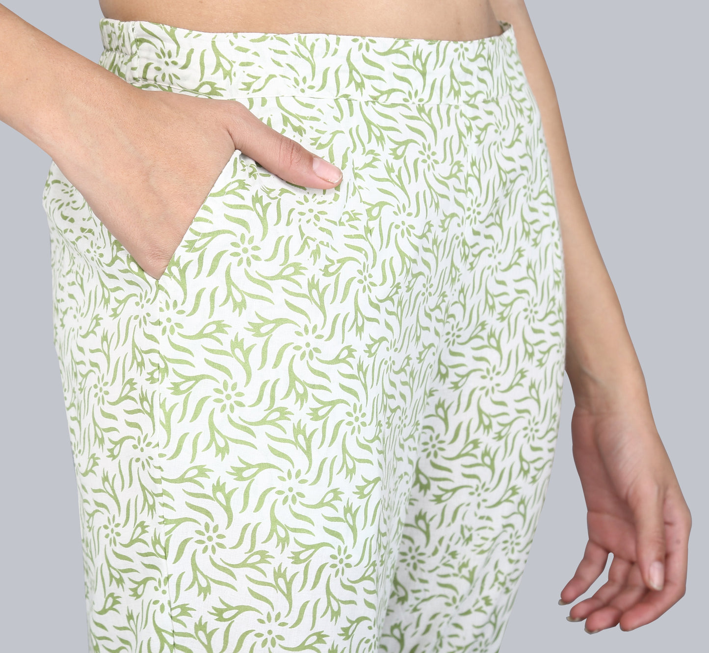 Women's Cotton Printed Regular Fit Trouser Pants