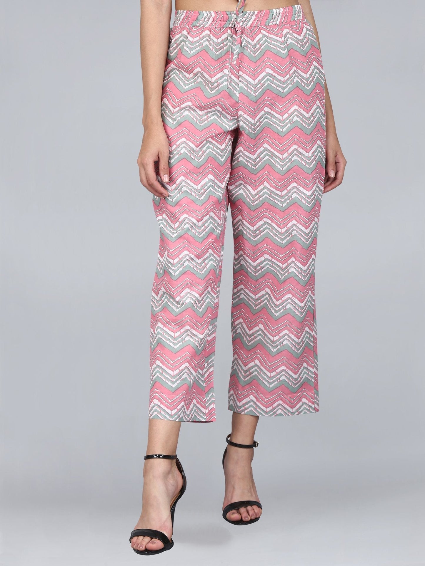 Women's Cotton Printed Regular Fit Flared Palazzo