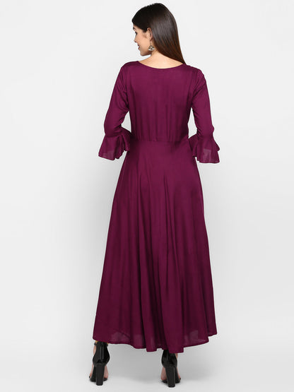 Women's Purple Rayon Kurta By Vbu