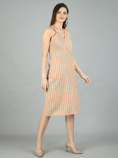 Women's Multi Cotton Solid Sleeveless V Neck Casual Dress