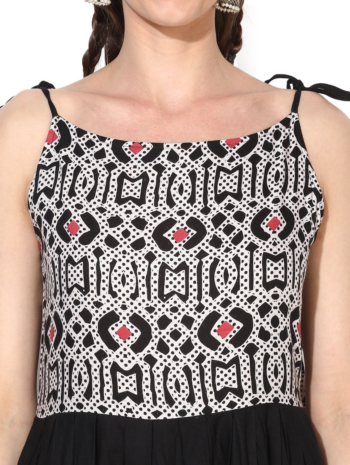 Women's Viscose Printed Sleeveless Sleeve Round Casual Dress