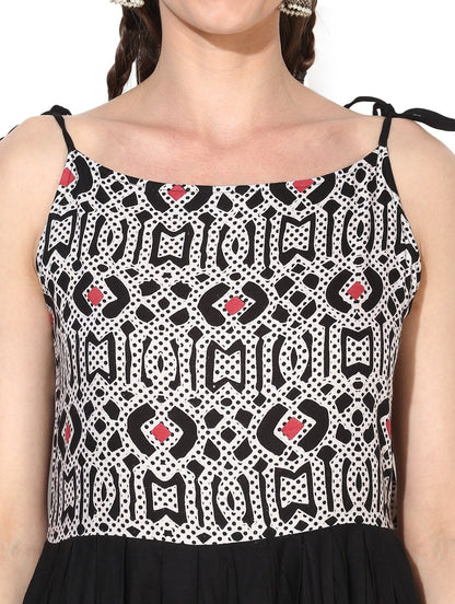 Women's Viscose Printed Sleeveless Sleeve Round Casual Dress