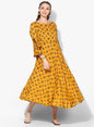 Women's Viscose Printed Three-Fourth Sleeve Round Casual Dress