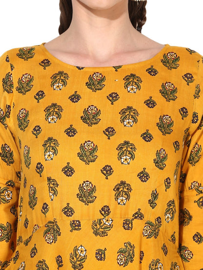 Women's Viscose Printed Three-Fourth Sleeve Round Casual Dress