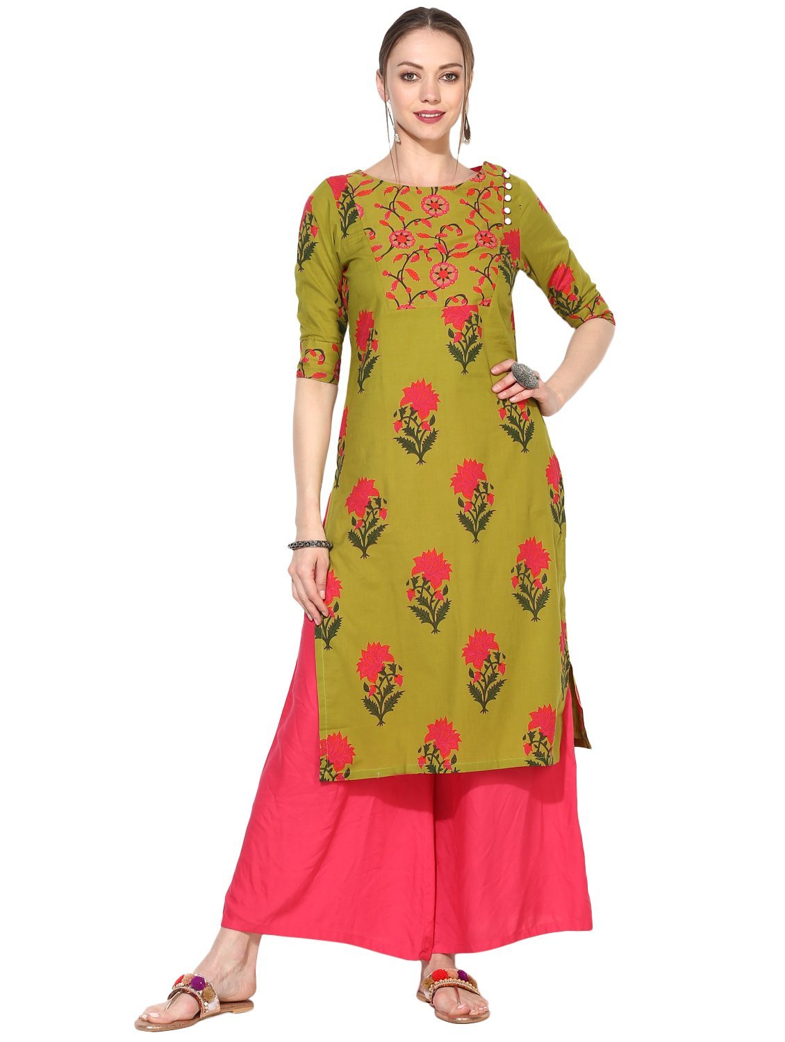Women's Viscose Printed Short Sleeve Round Casual Dress