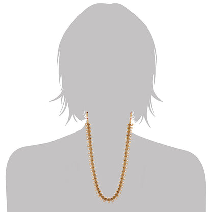 Women's 18K Gold Plated Multicolour Stone Work Long Necklace With Earrings For Women & Girls