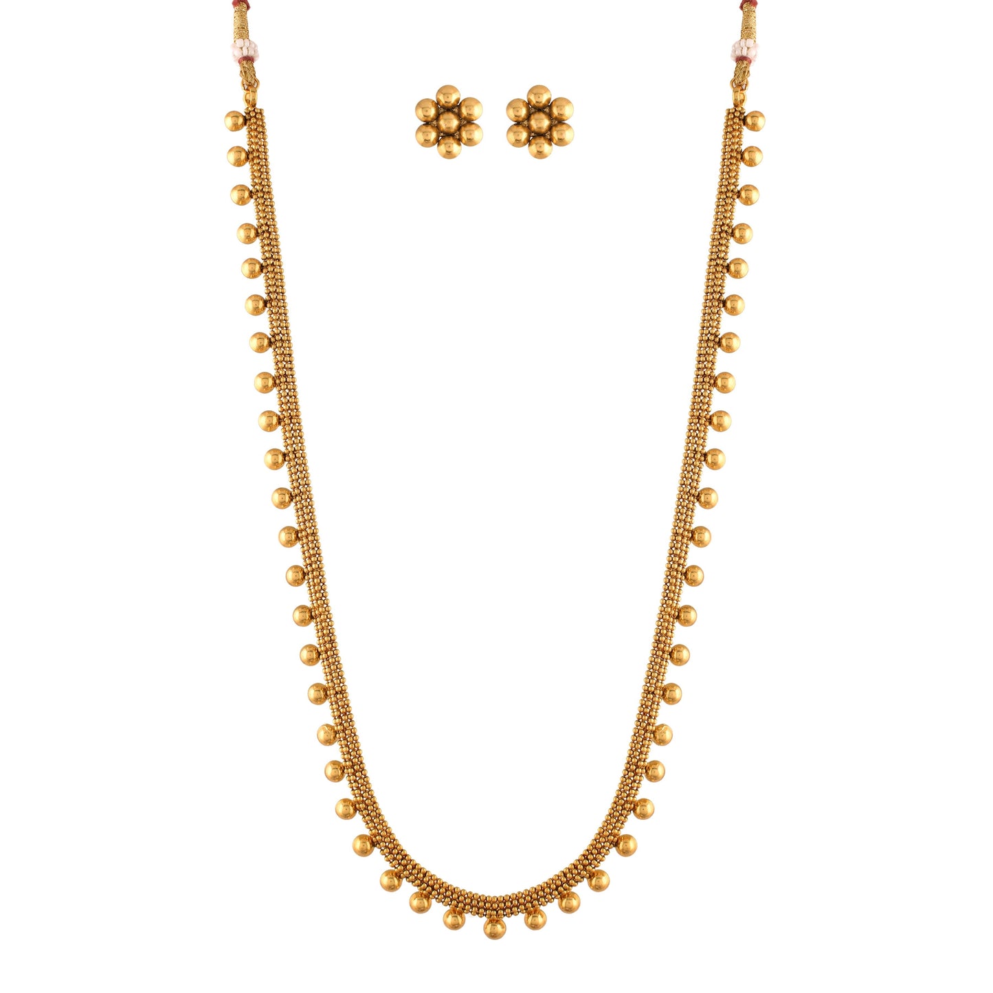 Women's 18K Gold Plated Long Necklace With Earrings For Women & Girls