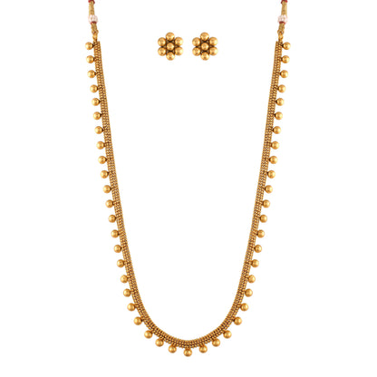Women's 18K Gold Plated Long Necklace With Earrings For Women & Girls