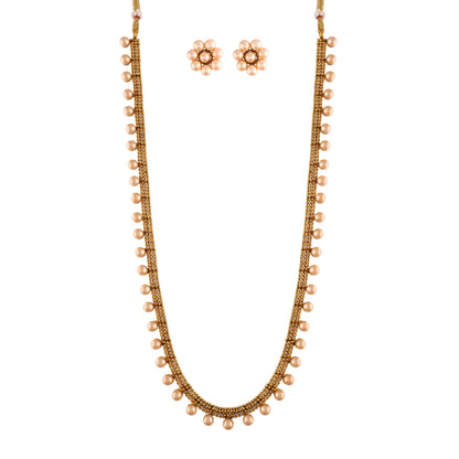 Women's 18K Gold Plated Long Necklace With Earrings For Women & Girls