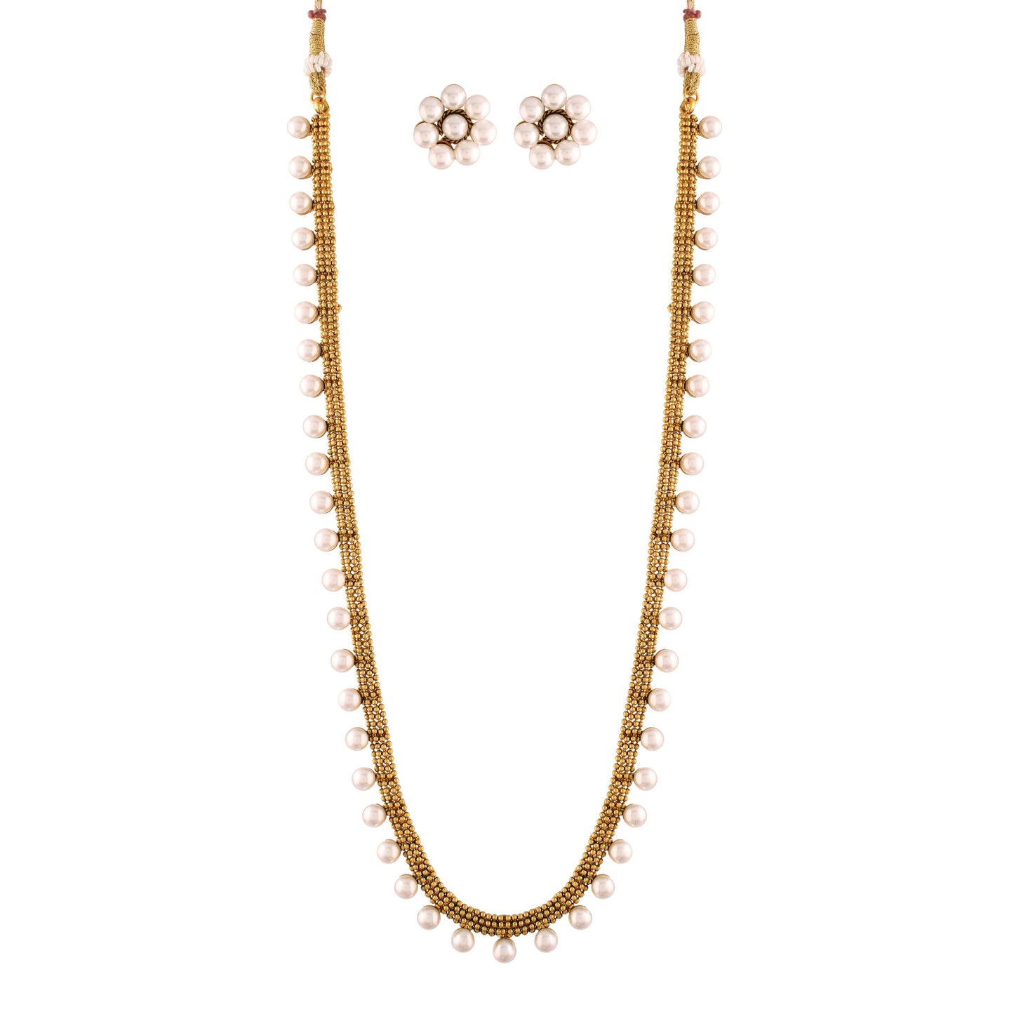 Women's 18K Gold Plated Long Necklace With Earrings For Women & Girls