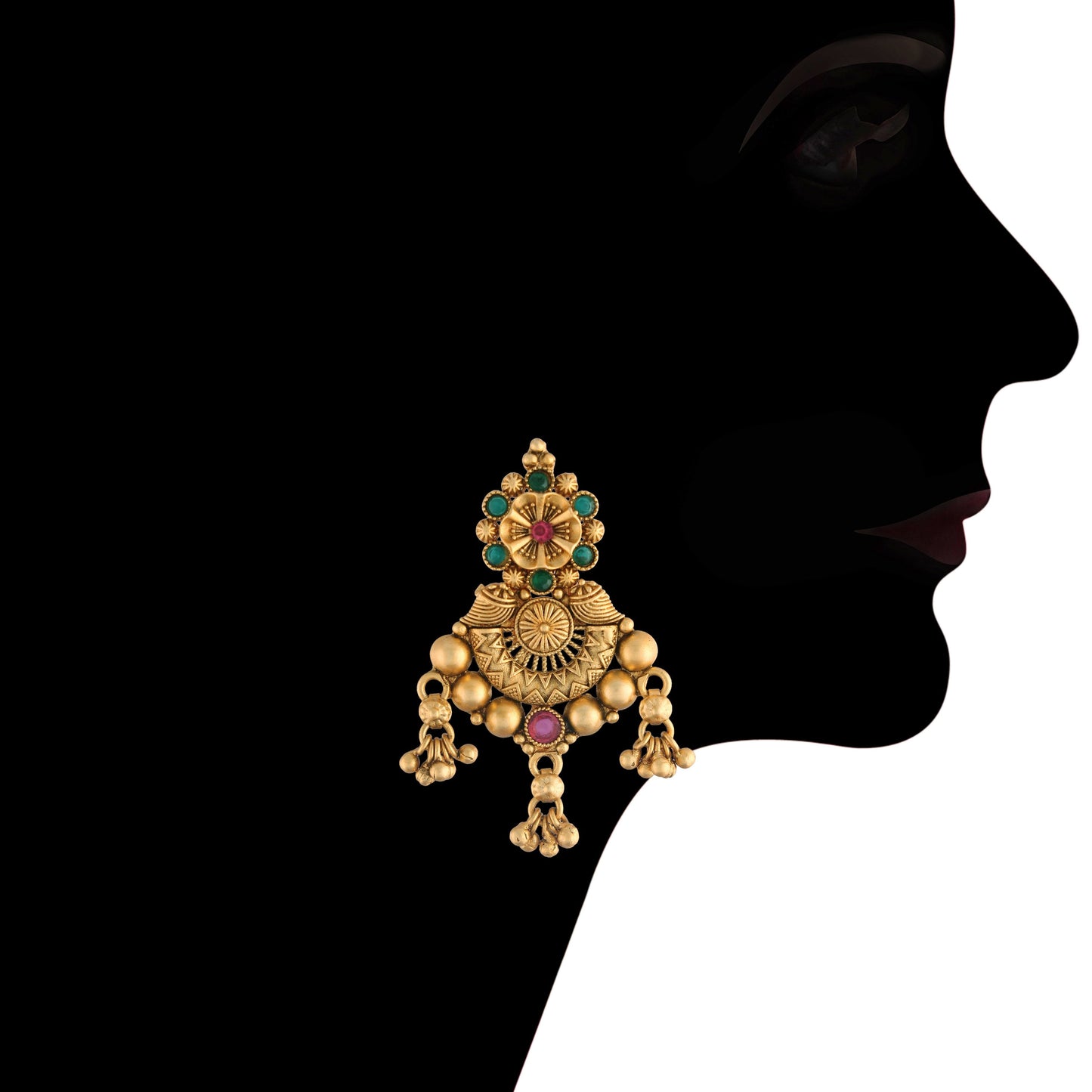 Women's 18k Gold Plated Traditional Choker Brass Jewellery Set With Earrings