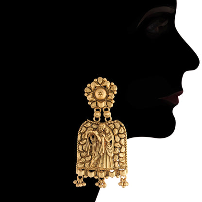 Women's 18k Gold Plated Traditional Choker Brass Jewellery Set With Earrings